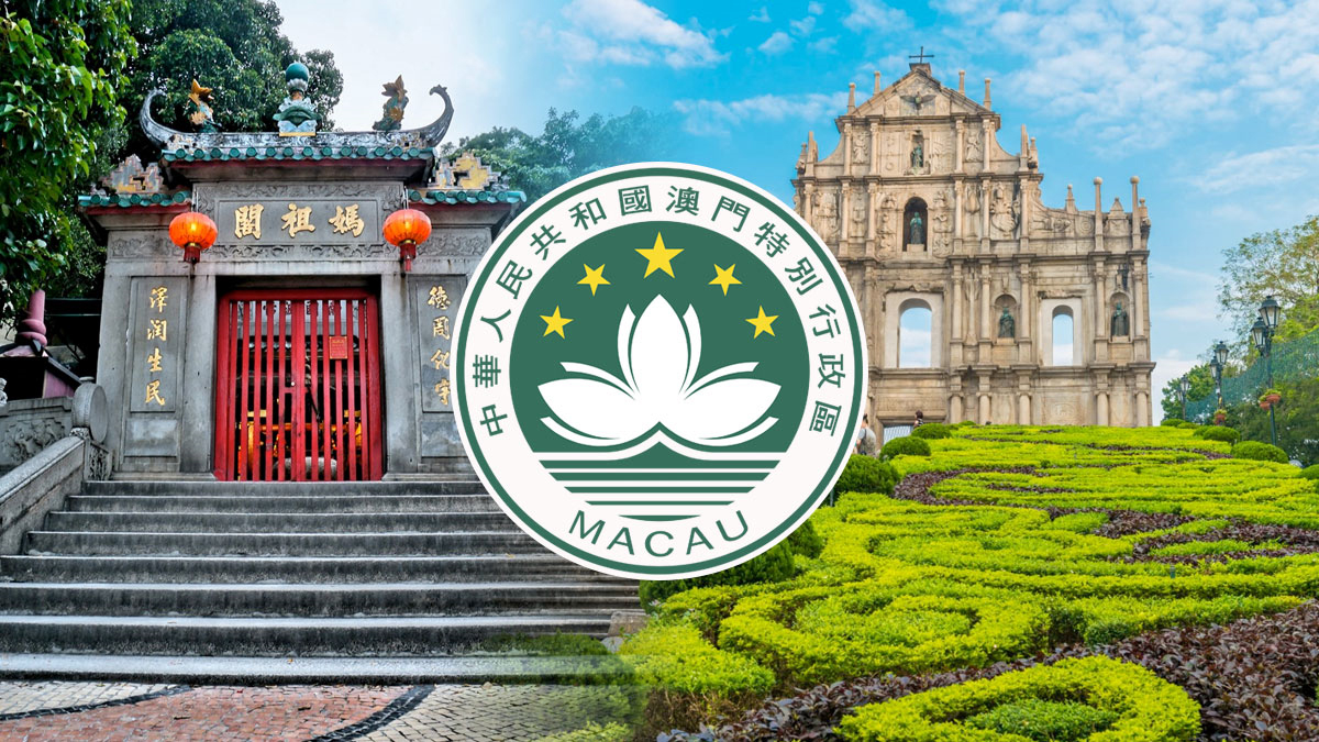 Macau Logo With Historic Landmarks Background