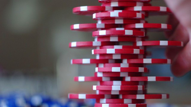 Poker Chips Stacked Decoratively