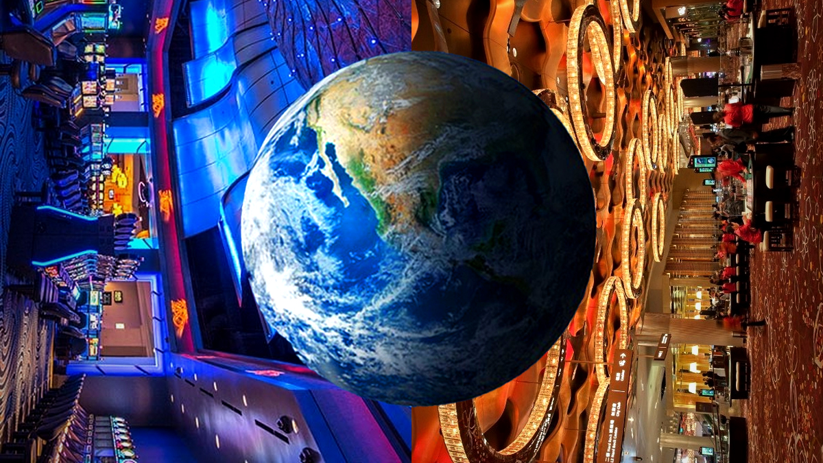 Image of Earth With Casino Interiors Background