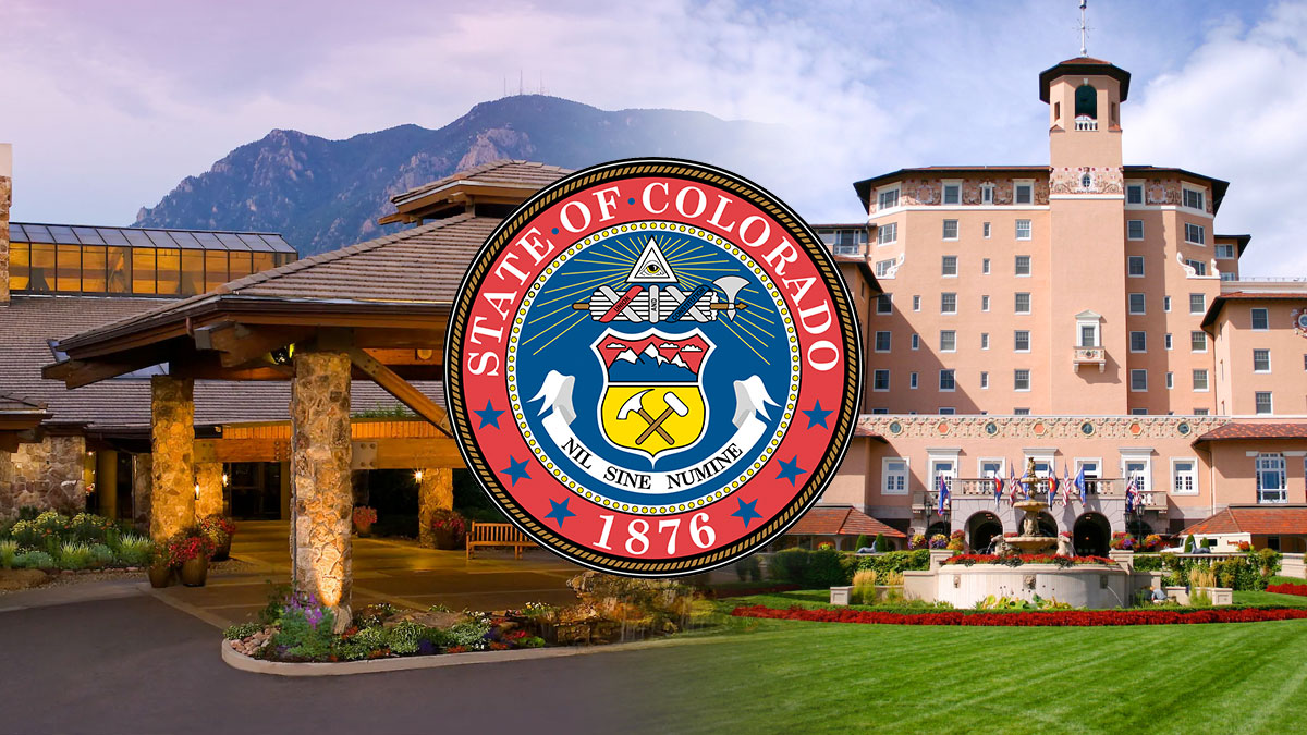 Colorado State Seal With a Casino Hotel Background