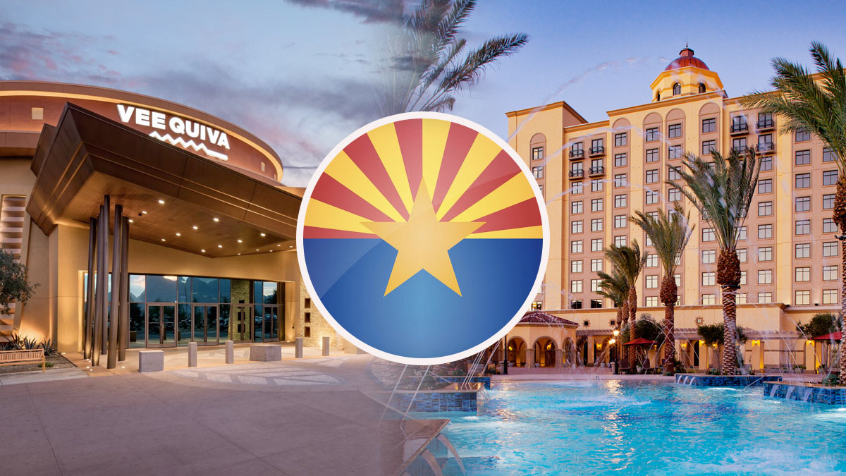 Arizona State Seal With a Casino Hotel Background