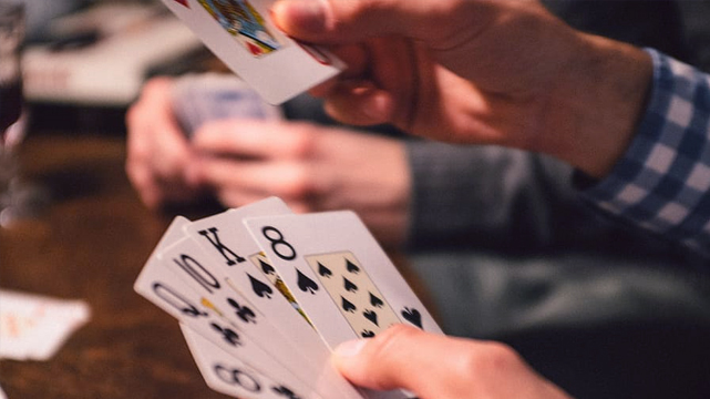 Closeup of a Poker Hand at a Home Game