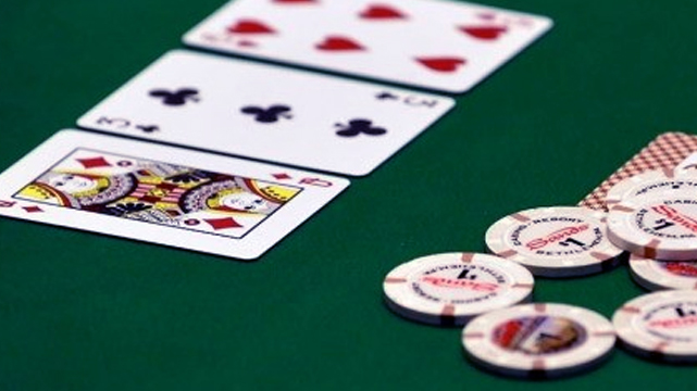 Closeup of a Poker Table Holdem Game