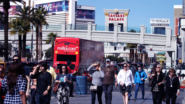 People Walking Along the Vegas Strip