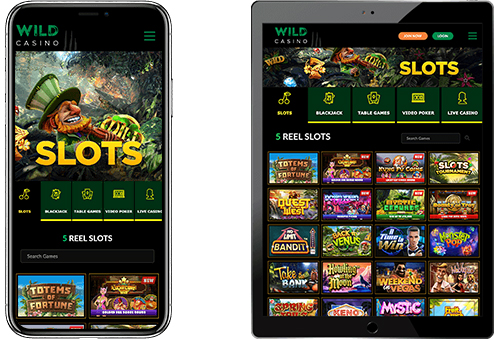 Wild Casino App Displayed On iPhone X and iPad