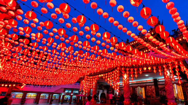 Chinese New Year Red Paper Lantern Shrine