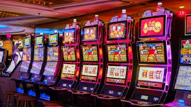 Row of Slot Machines in a Casino