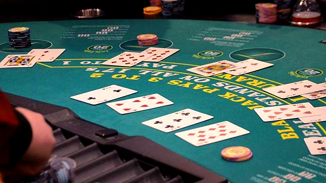 Blackjack Table Behind Dealer's View