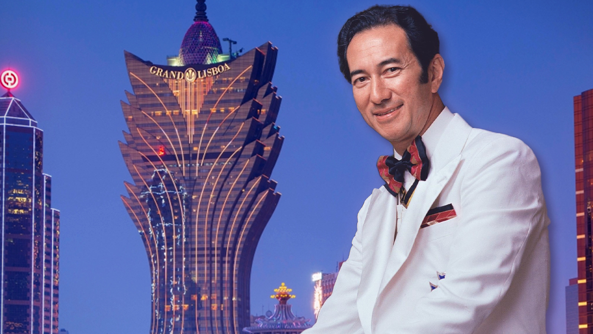 Stanley Ho With a Grand Lisboa Macau Background