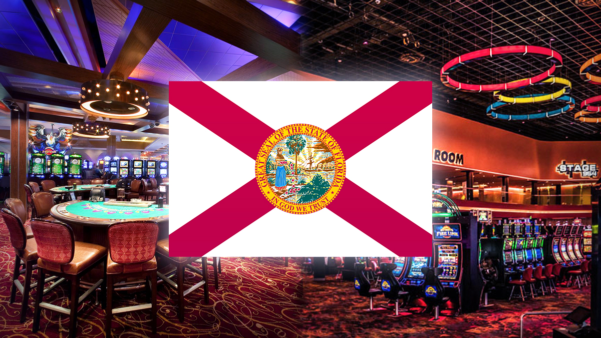 Florida Flag With a Casino Background
