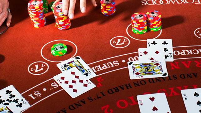 Red Casino Blackjack Table
