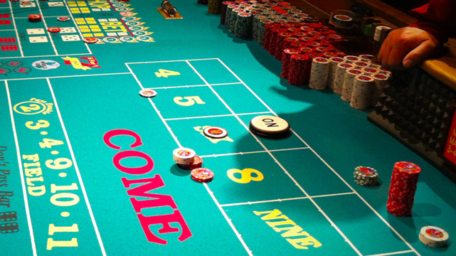 Closeup of a Casino Craps Table