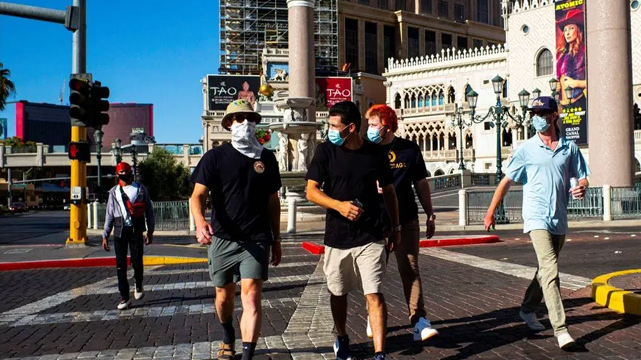 Tourists Walking the Vegas Strip
