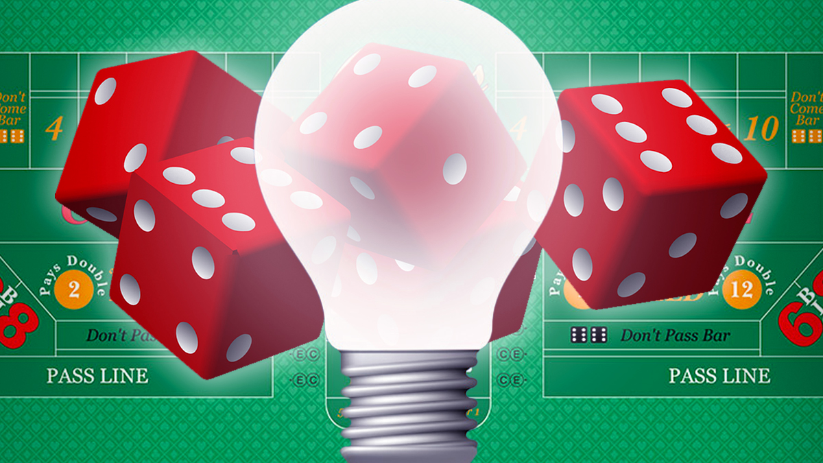 Lightbulb With Dice and Craps Table