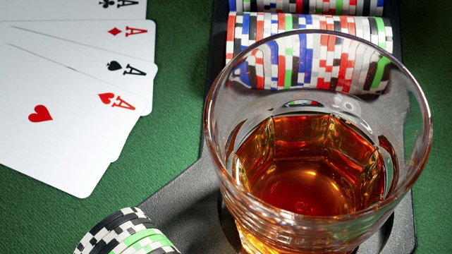 Cocktail With Poker Cards and Chips