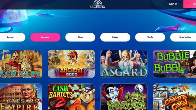 Las Atlantis Online Casino Screenshot