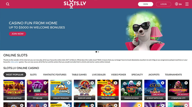 Slots.lv Online Casino Screenshot