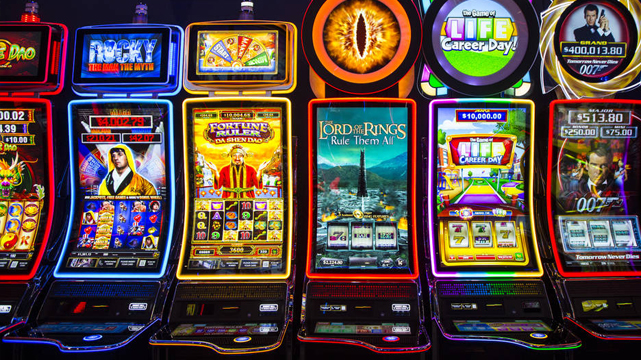 Row of Movie Based Slot Machines