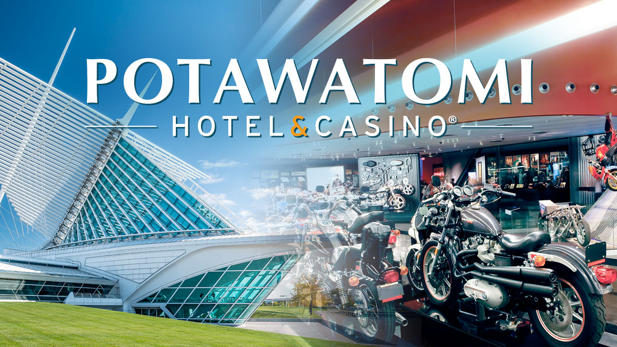 Motorcycles On Right Museum On Left Potawatomi Hotel & Casino Logo
