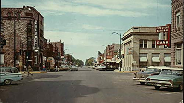 Old Postcard of Historic Main Street Pipestone Minnesota