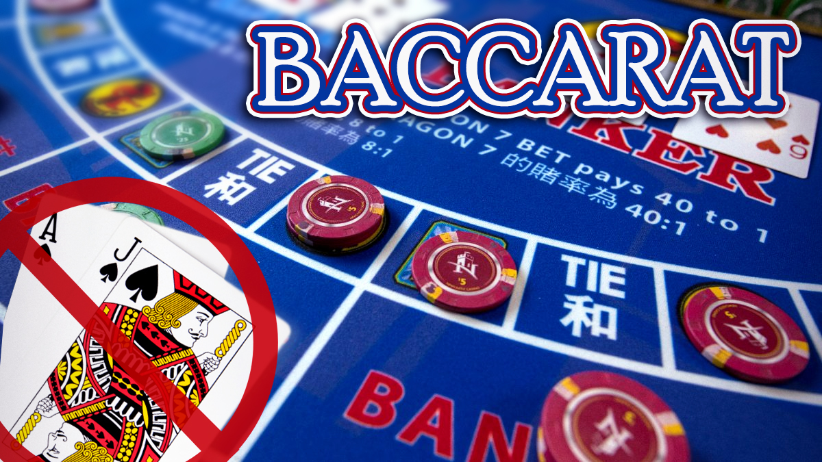 Baccarat Table and Text With a Blackjack Hand Striked Out