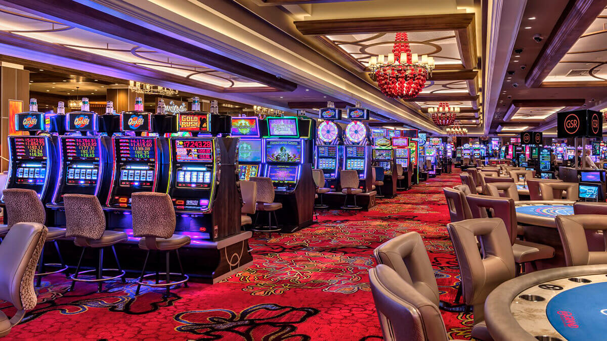 Casino Floor with Slot Machines and Table Games