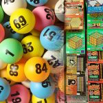 Lottery Balls on Left and Lottery Tickets on Right