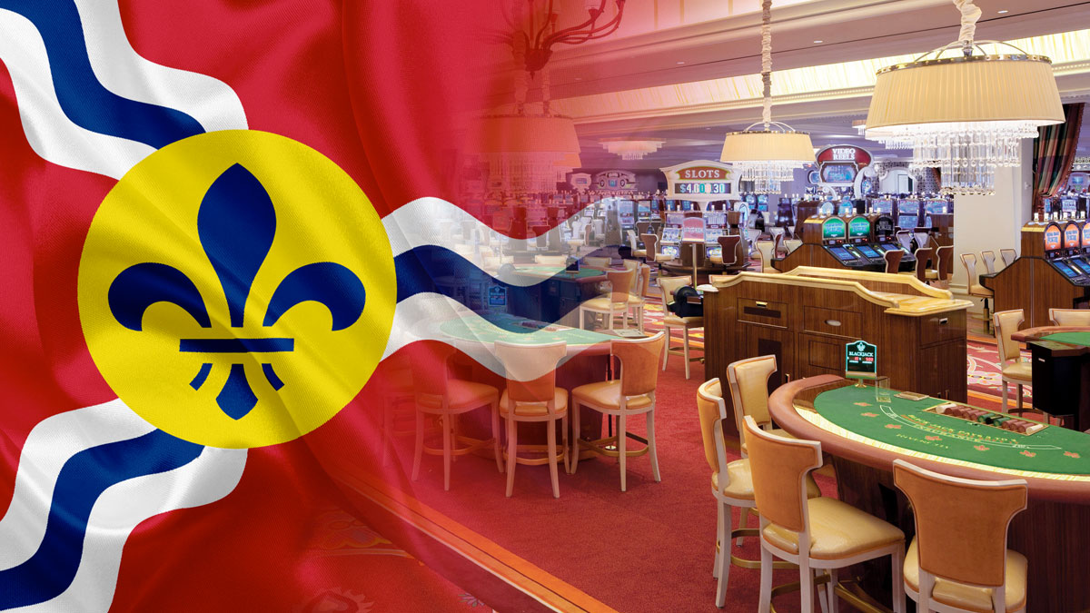 St. Louis Flag on Left With a Casino Floor on Right