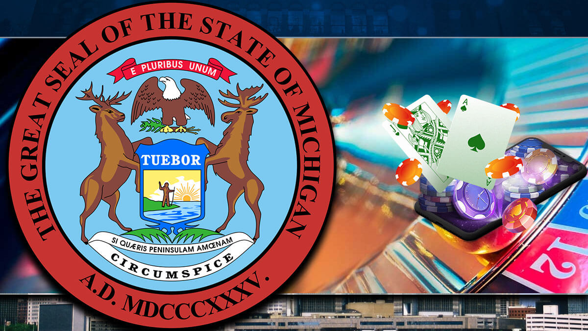 Michigan State Seal Background With Online Casino Gambling