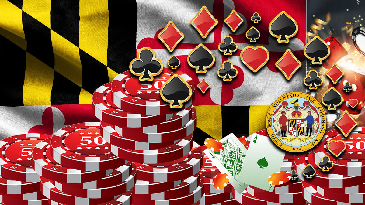 Maryland State Seal With Casino Gambling Chips