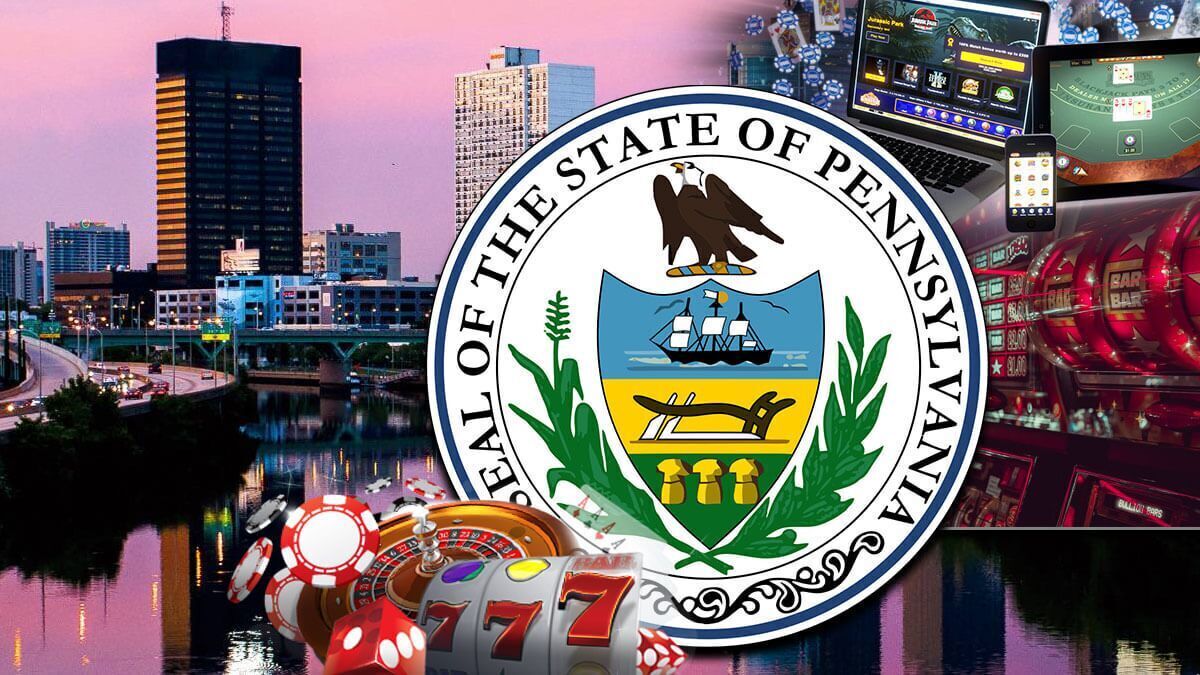 Pennsylvania State Seal With Online Gambling Background