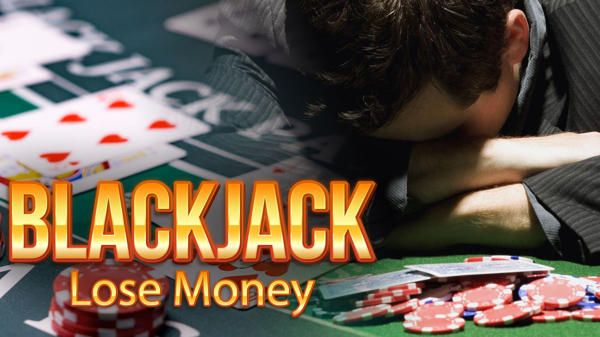 Man With Head Down on a Casino Table with a Closeup of a Blackjack Table on Left