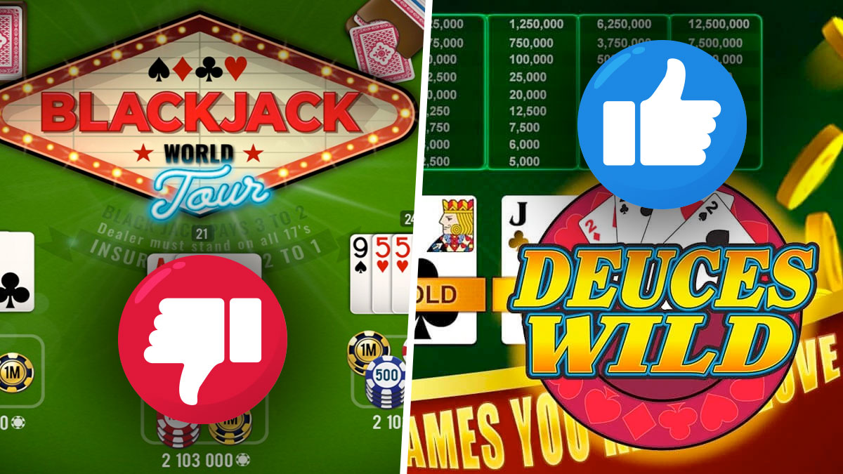Blackjack Game on Left Deuces Wild on Right