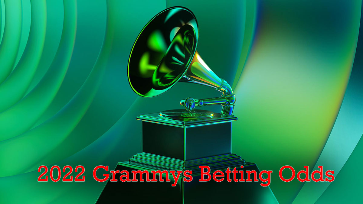 Grammy Award With 2022 Betting Odds Written Below It