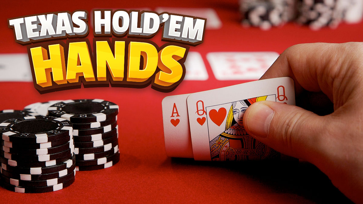 Hand Holding Two Poker Cards up on a Table With Chips Sitting Next to Them
