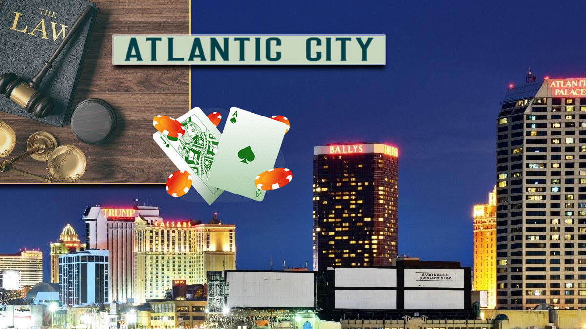 Atlantic City Skyline With The Law Playing Cards