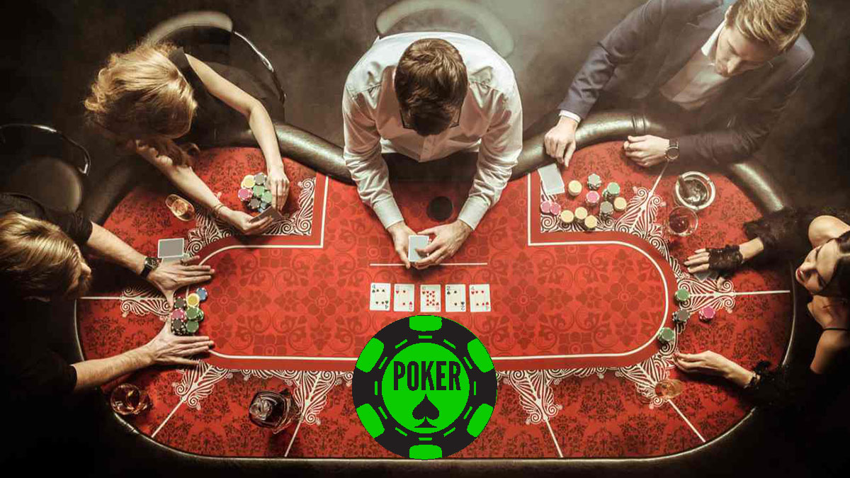 People Playing Poker With a Green Poker Chip on Bottom