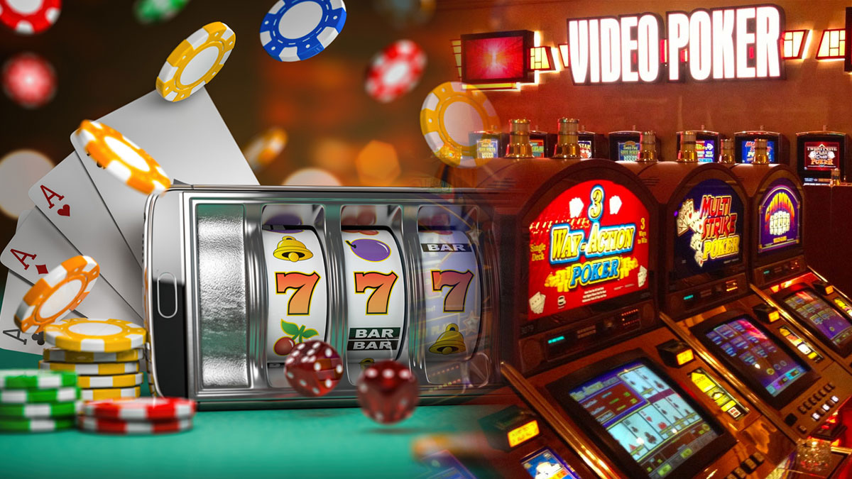 Video Poker Machines on Right and Casino Game Logos on Left