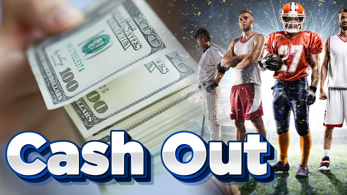 Hand Holding Cash on Left and Players From Different Sports on Right