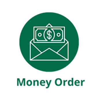 Labelled green money order logo icon size