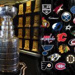 NHL Team Logos on Right and the Stanley Cup Displayed on Left