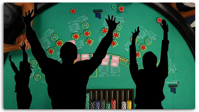 Poker Table, Silhouette of People Cheering