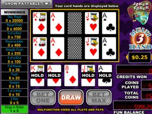 Screenshot of Video Poker Game from Ignition