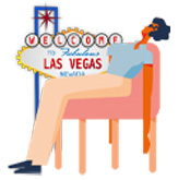 Icon of Woman Slouching on Chair, Welcome to Las Vegas Sign Icon