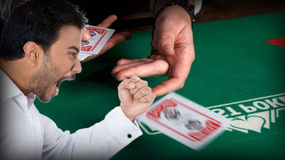 Poker Table, Hand Throwing Poker Card, Angry Man Yelling Making Fist