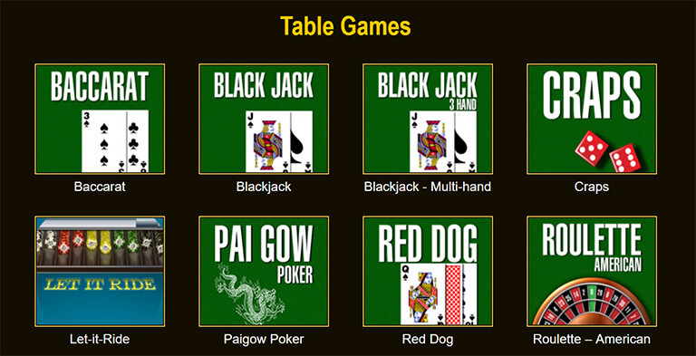 ภาพหน้าจอของ Table Games