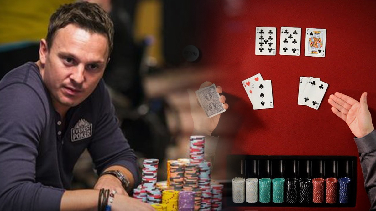 Man at Poker Table and Overview of Poker Table