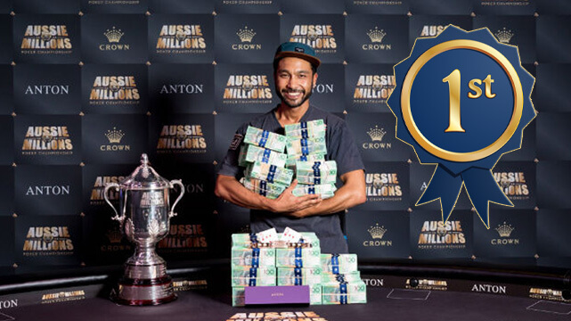 2017 Aussie Millions Poker Champion Shurane Vijayaram, 1st Place Ribbon