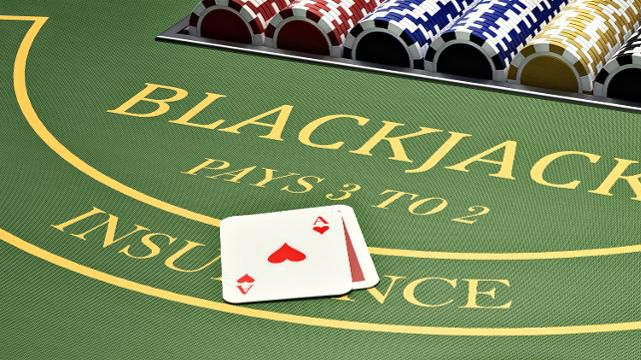 Closeup ของเกม Blackjack Table