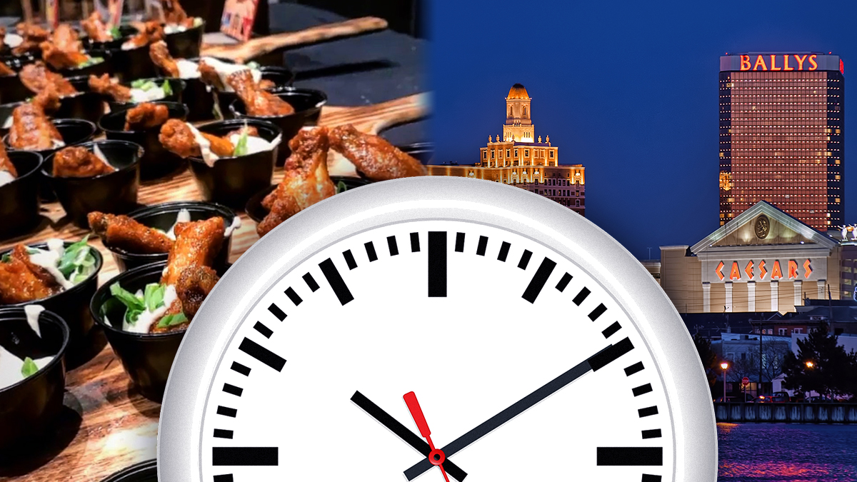Analog Clock With a Chicken Wing and Atlantic City Background
